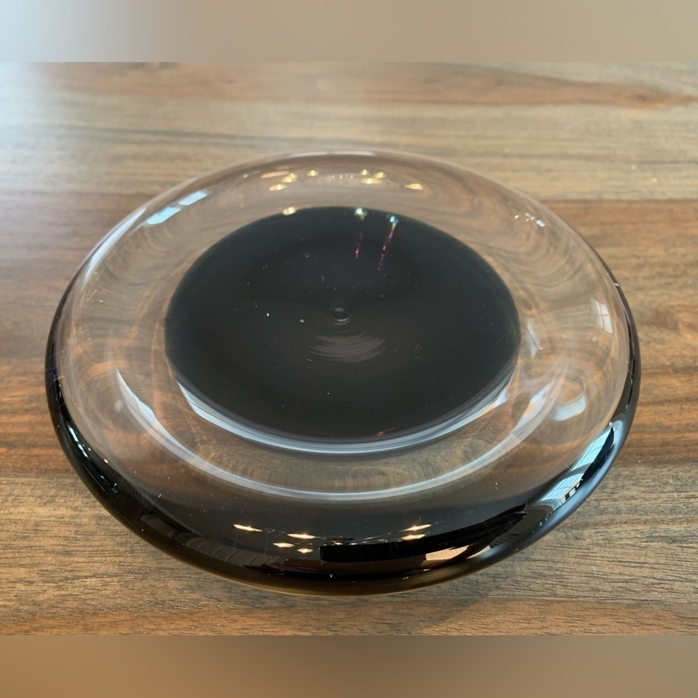 Trinket Dish Art Glass Clear Blue Center Scandinavian Per Lutken Style Vintage